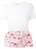 Red Valentino - Flamingo Peplum Top - Women - Cotton/polyester - M, White, Cotton/polyester