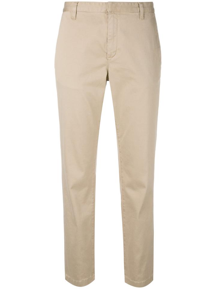 Saint Laurent - Straight-leg Trousers - Women - Cotton/spandex/elastane - 29, Nude/neutrals, Cotton/spandex/elastane