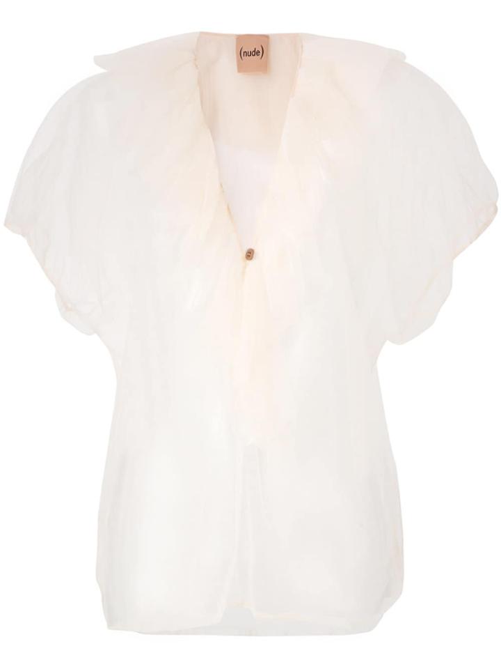 Nude Ruched Tulle Top - Neutrals