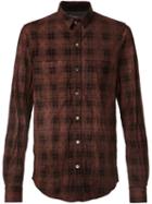Amiri Plaid Button Down Shirt, Men's, Size: Medium, Red, Leather