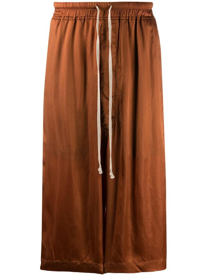 Rick Owens Crinkled Satin Shorts - Brown