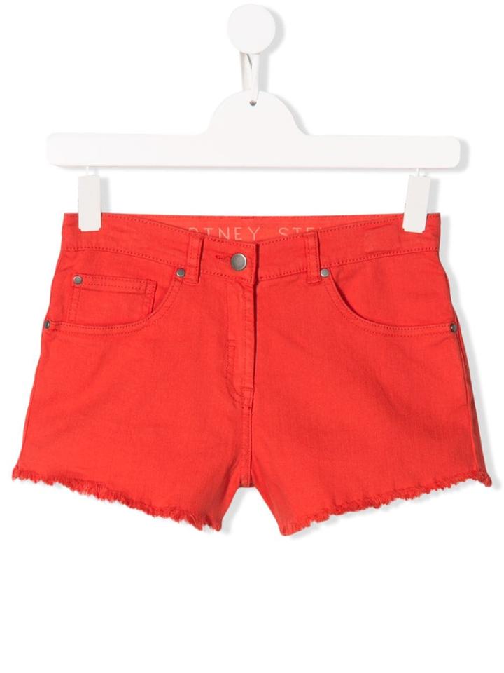 Stella Mccartney Kids Teen High Waist Denim Shorts - Red