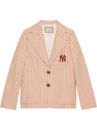Gucci Silk Wool Jacket With Ny Yankees&trade; Patch - Nude & Neutrals