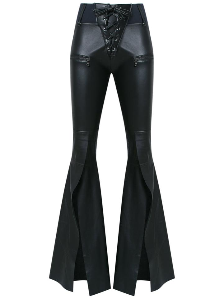 Andrea Bogosian - Wide Leg Trousers - Women - Leather/polyamide/spandex/elastane - P, Black, Leather/polyamide/spandex/elastane