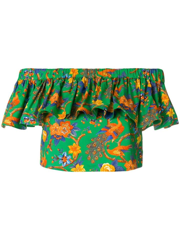 La Doublej Cropped Floral Top - Green