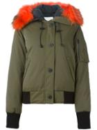 Kenzo 'tech' Puffer Jacket, Women's, Size: Large, Green, Nylon/racoon Fur/feather Down