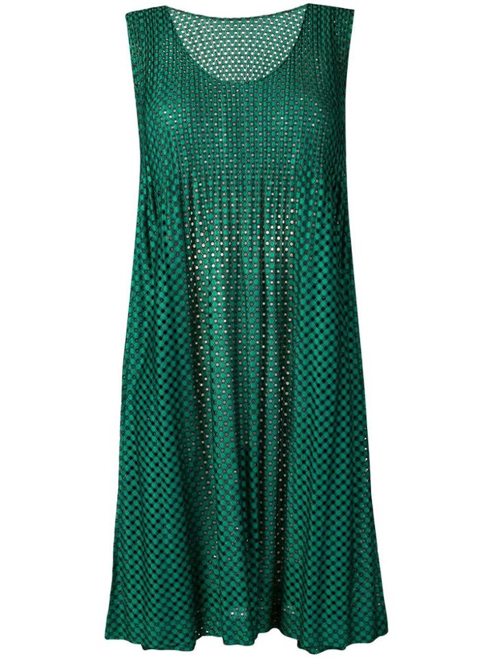Pleats Please By Issey Miyake Printed Sleeveless Dress - Green