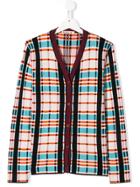 Marni Kids Multicoloured Plaid Jacket - Blue