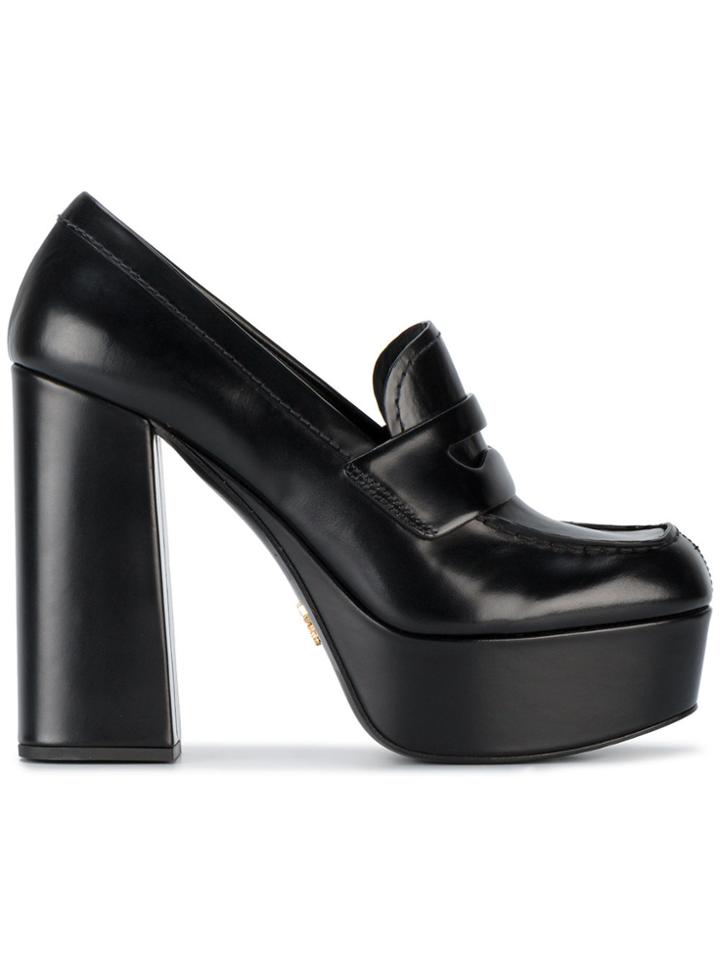 Prada Black Platform 130 Loafer Pumps