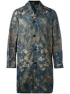Dries Van Noten Floral Print Coat, Men's, Size: 48, Blue, Polyamide