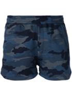 Loveless Camouflage Print Shorts, Women's, Size: 34, Blue, Cotton
