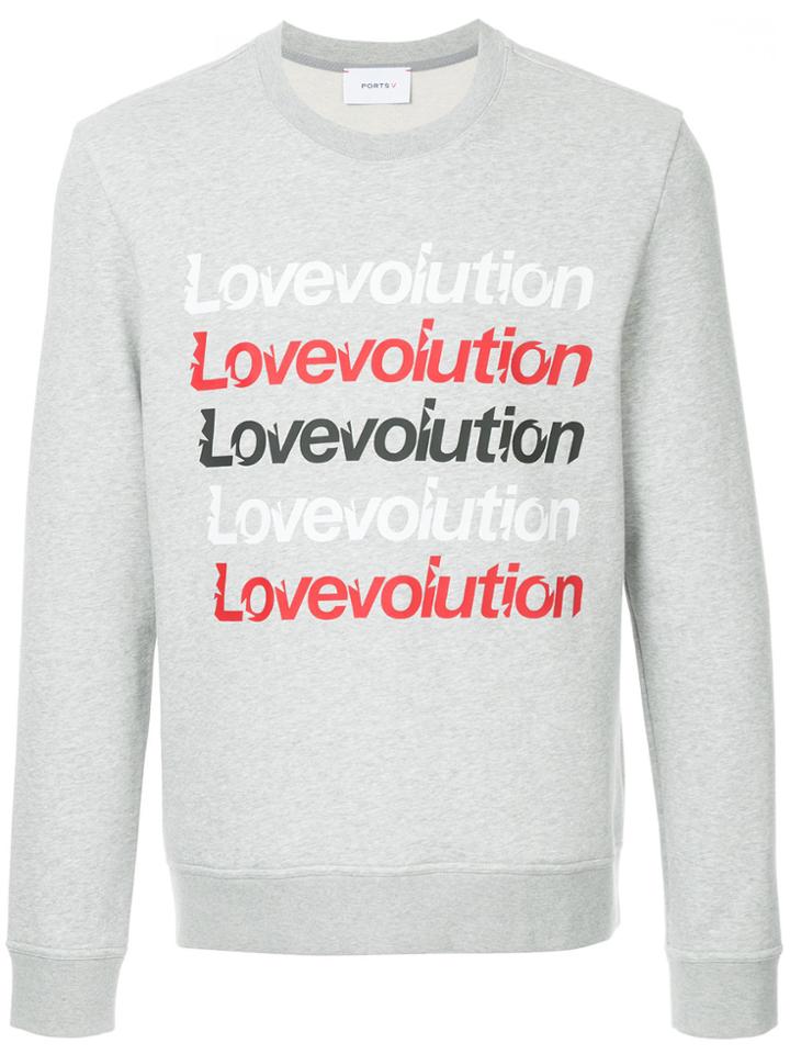 Ports V Slogan Print Sweatshirt - Grey