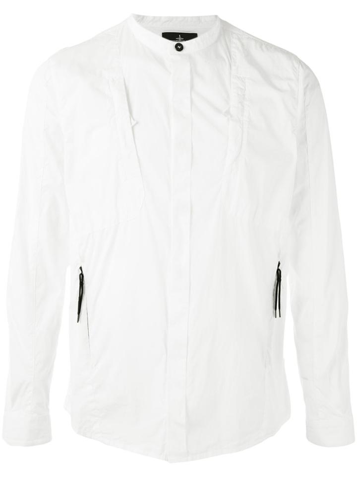 Stone Island Shadow Project Zip Pocket Shirt, Men's, Size: Xl, White, Cotton/polyamide