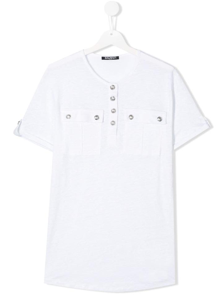 Balmain Kids Teen Button T-shirt - White