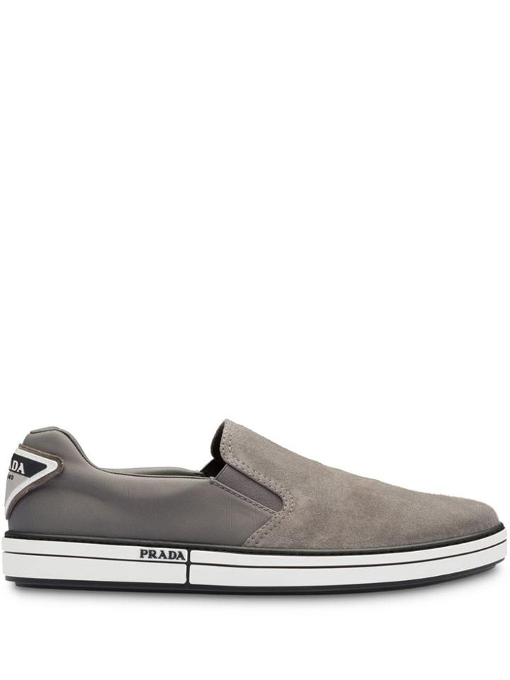 Prada Triangle Logo Slip-on Sneakers - Grey