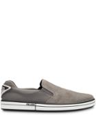 Prada Triangle Logo Slip-on Sneakers - Grey