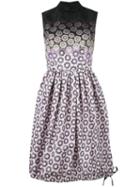 Prada Floral Print Dress, Women's, Size: 38, Black, Silk/cupro