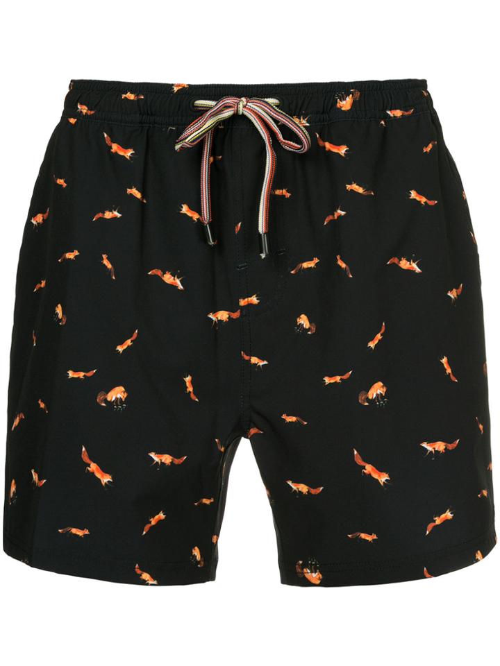 The Upside Fox Print Running Shorts - Black