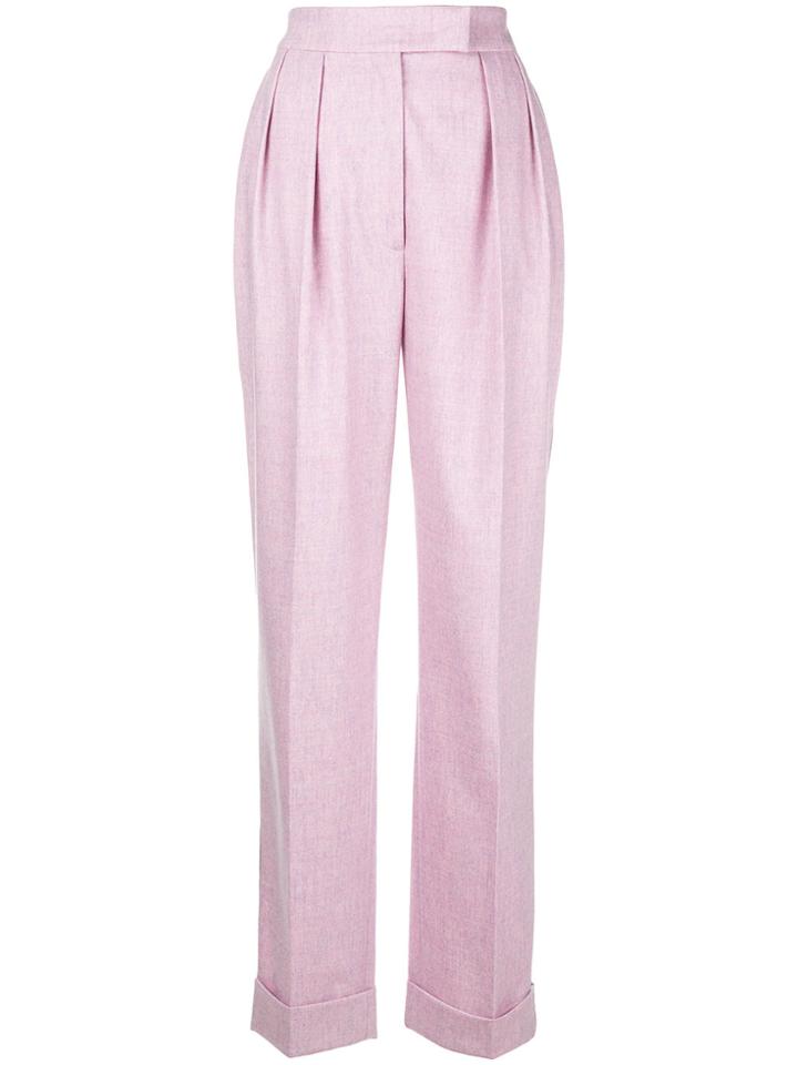 Agnona Side Stripe Wide Leg Trousers - Pink & Purple