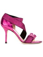 Christopher Kane Safety Buckle Sandals, Women's, Size: 37, Pink/purple, Lamb Skin
