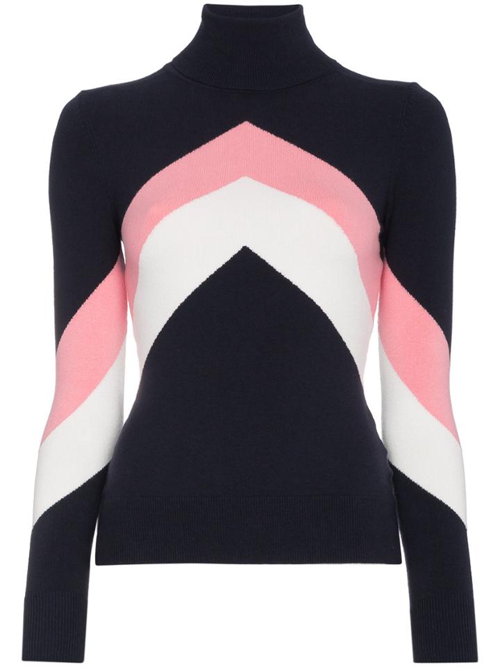Joostricot Chevron Silk Blend Turtleneck - Blue