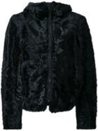 Kru Faux Fur Zip-up Jacket, Women's, Size: Large, Black, Polyamide/polyester