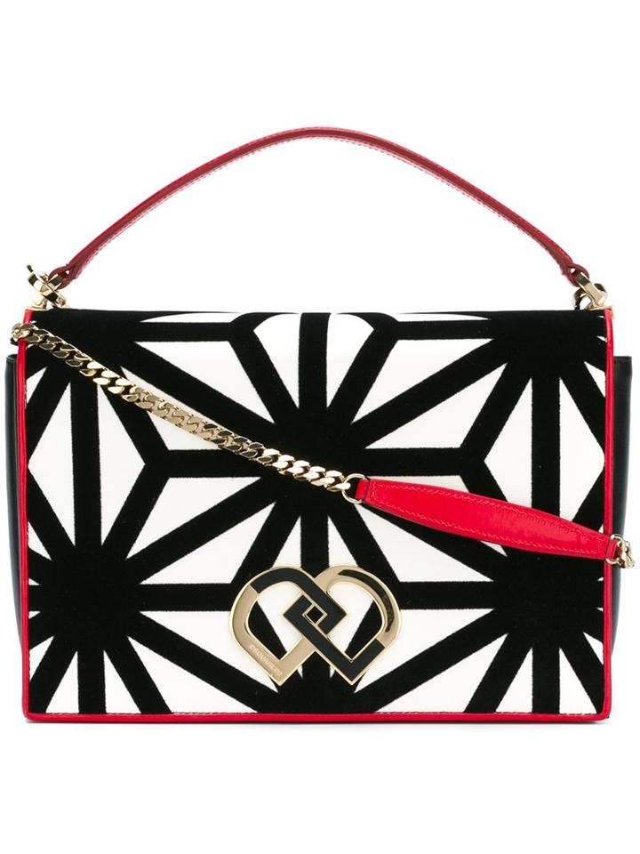 Dsquared2 Large 'dd' Shoulder Bag, Women's, White, Leather/velvet