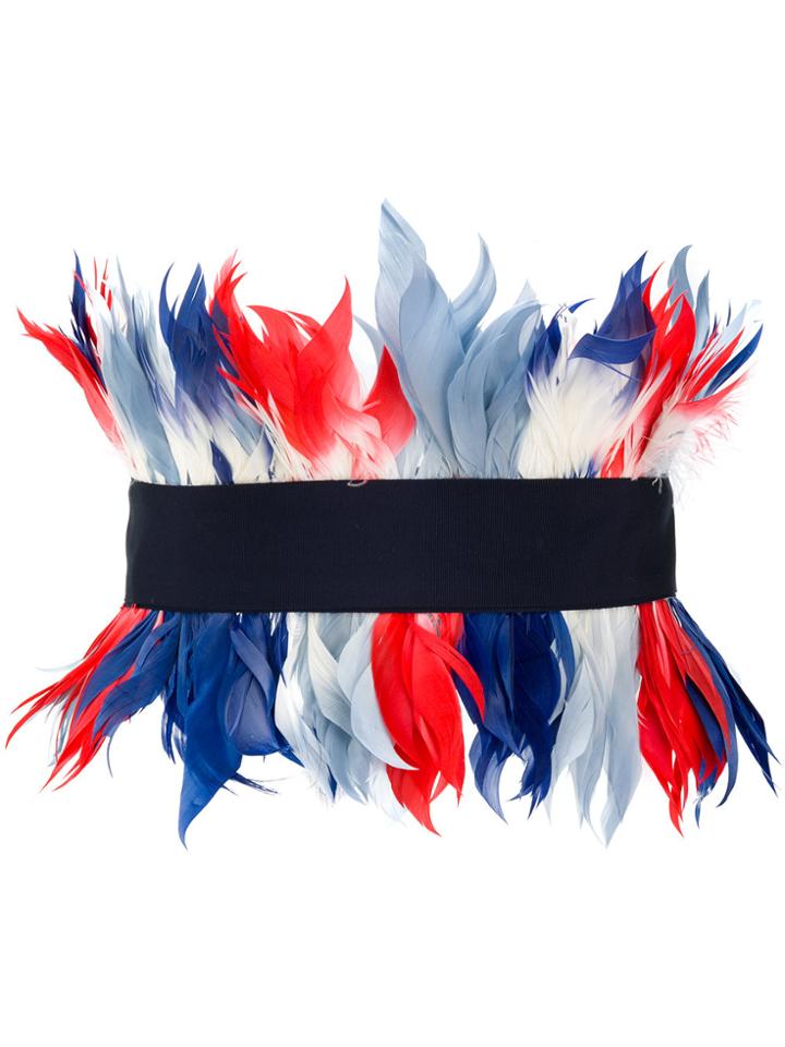 Sara Roka Feathered Band Belt - Blue