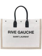 Saint Laurent Logo Print Tote Bag - Neutrals