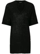 Balmain Distressed-effect V-neck T-shirt - Black