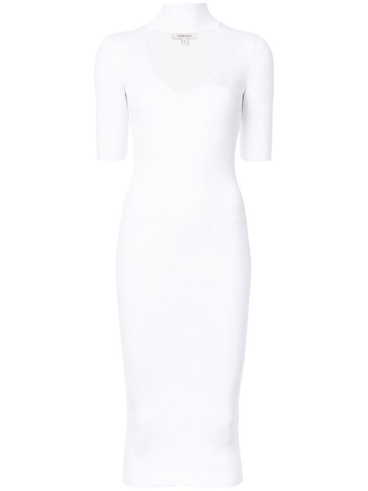 Cushnie Et Ochs - Choker Midi Dress - Women - Polyester/rayon - Xs, White, Polyester/rayon