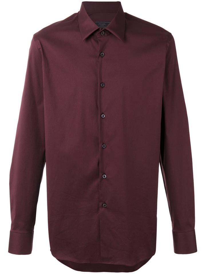 Prada Buttoned Shirt, Men's, Size: 39, Red, Cotton/polyamide/spandex/elastane