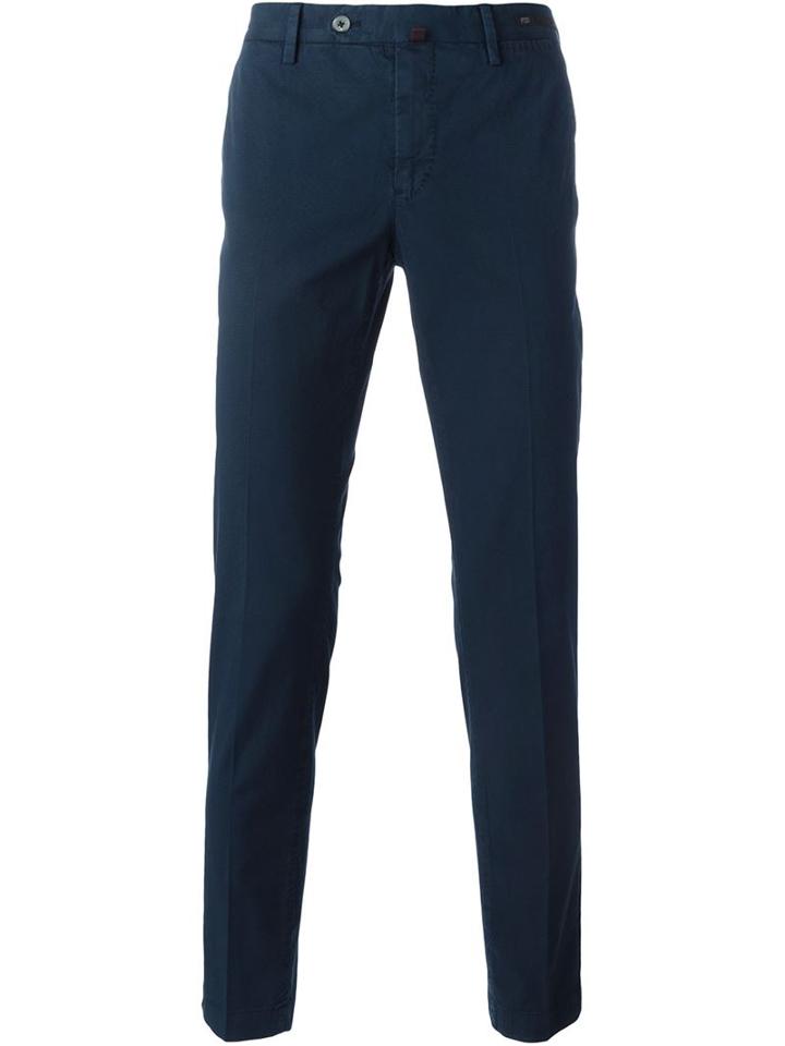 Pt01 Slim Chino Trousers, Men's, Size: 58, Blue, Cotton/spandex/elastane