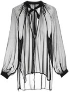 Taylor Sheer Panel Silk Top - Black