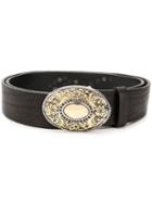 Eleventy Embellished Plaque Belt - Black