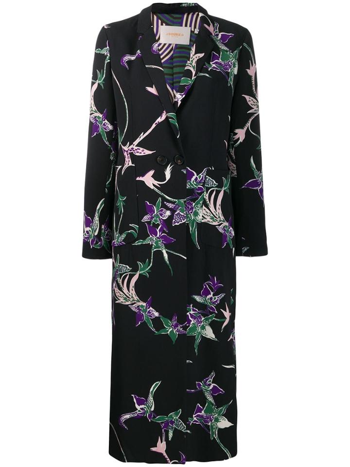 La Doublej Printed Duster Coat - Black