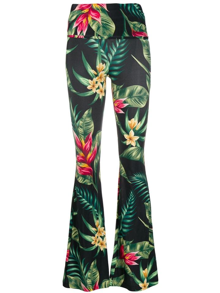 Mc2 Saint Barth Shelly Paradise Print Flared Trousers - Green