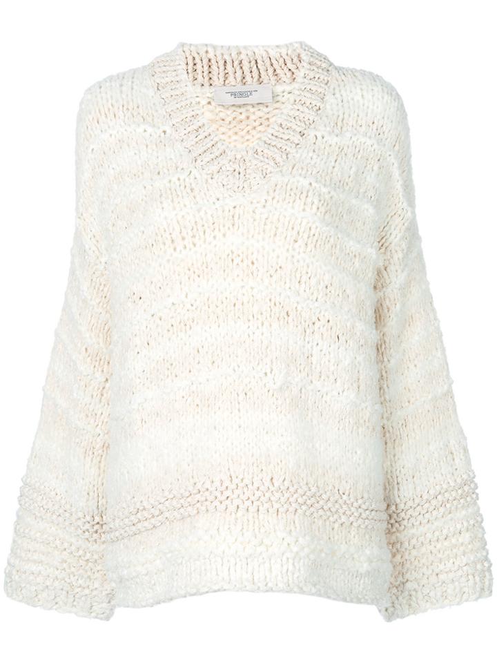 Pringle Of Scotland Wide Fit Ribbed Sweater - Nude & Neutrals