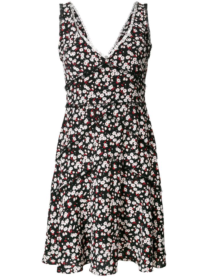 Dsquared2 Tulle Trim Floral Print Dress - Black