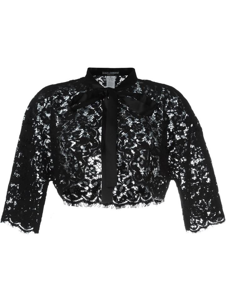 Dolce & Gabbana Floral Lace Bolero Jacket, Women's, Size: 44, Black, Polyamide/cotton/viscose/silk