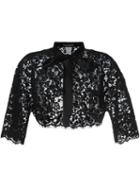 Dolce & Gabbana Floral Lace Bolero Jacket, Women's, Size: 44, Black, Polyamide/cotton/viscose/silk