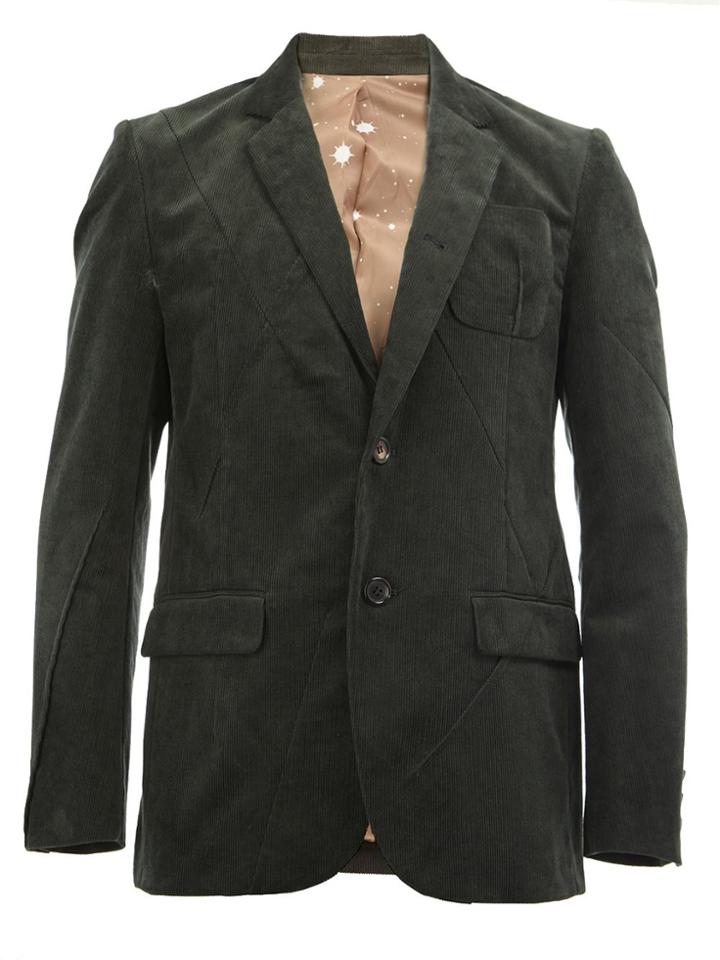 Undercover Notched Lapel Ribbed Blazer - Green