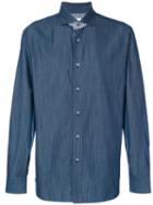 Brioni - Checked Detail Shirt - Men - Cotton - Xxl, Blue, Cotton