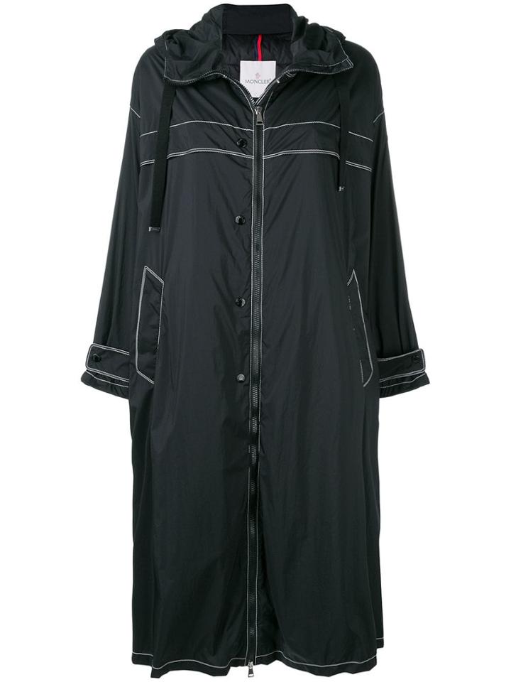 Moncler Zipped Hooded Coat - Black