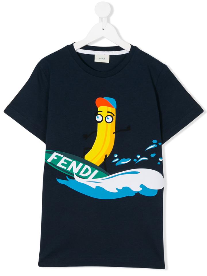 Fendi Kids Teen Printed T-shirt - Blue