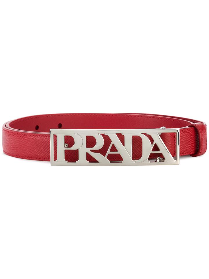 Prada Saffiano Logo Belt - Red