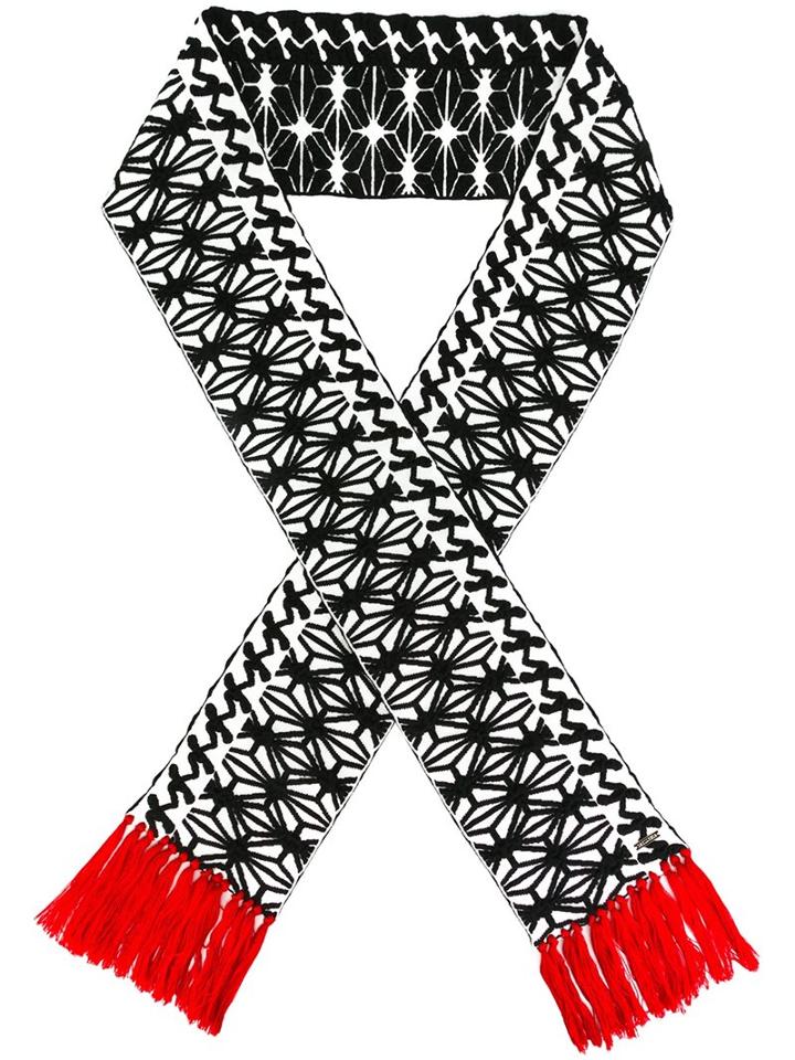 Dsquared2 Embroidered Knot Pattern Scarf, Women's, Black, Polyester/spandex/elastane/viscose/wool