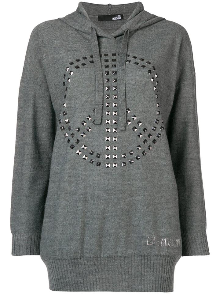 Love Moschino Studded Hooded Sweater - Grey