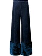 Rosie Assoulin Oversize Floral Cuff Trousers, Women's, Size: 6, Blue, Acetate/cotton/viscose/silk