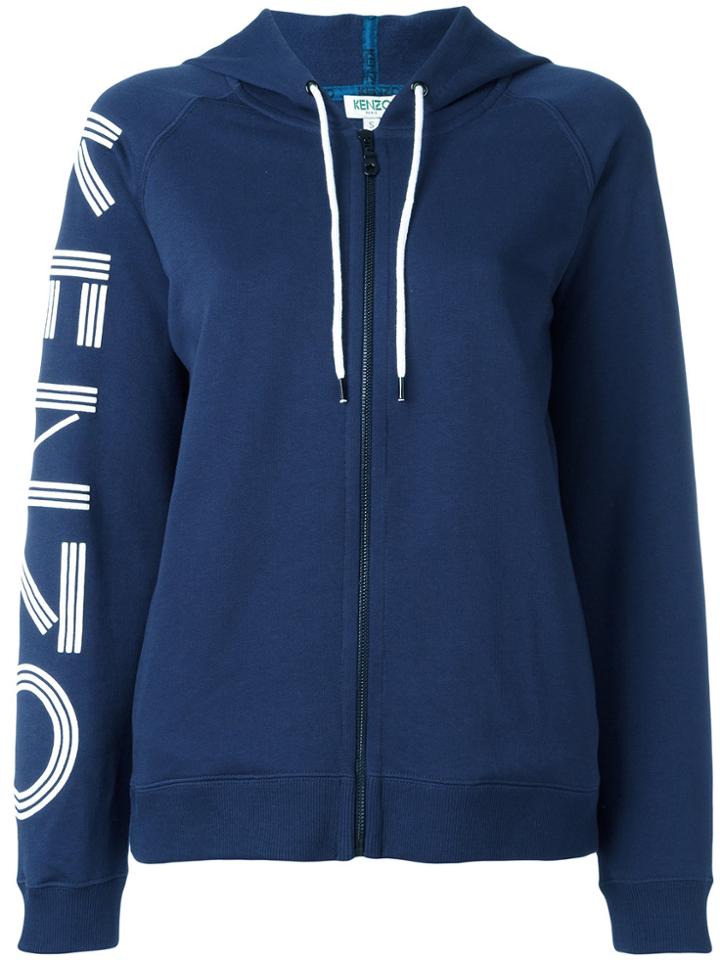 Kenzo Logo Print Hoodie - Blue